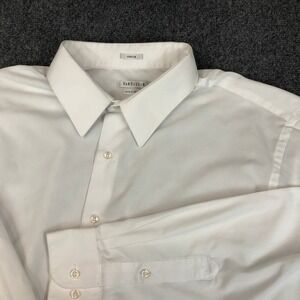 Van Heusen Mens White Poplin Wrinkle Free Regular Fit Dress Shirt 18 34 35